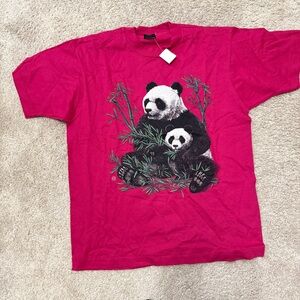 VTG 80’s Panda Bear Cub Animal Nature Bamboo USA Crewneck Tee Large Deadstock